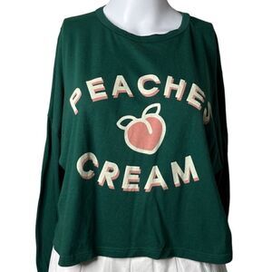 Rock Rose Couture Peaches & Cream Casual Long Sleeve Shirt Green Size Small